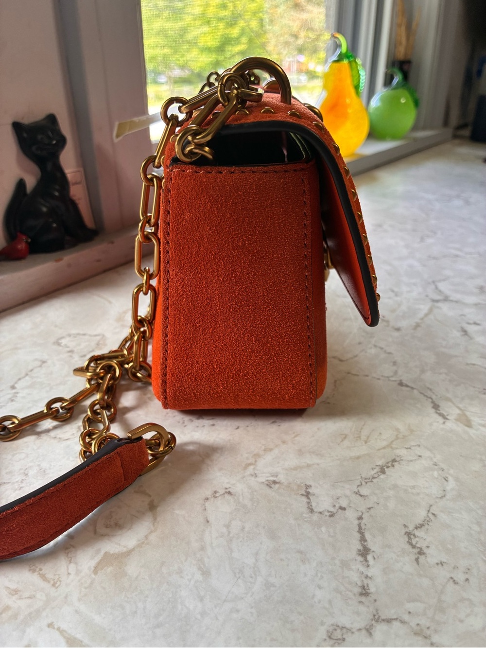 Michael Kors Tribeca Small Studded Suede Shoulder Bag - Picture 7 of 10